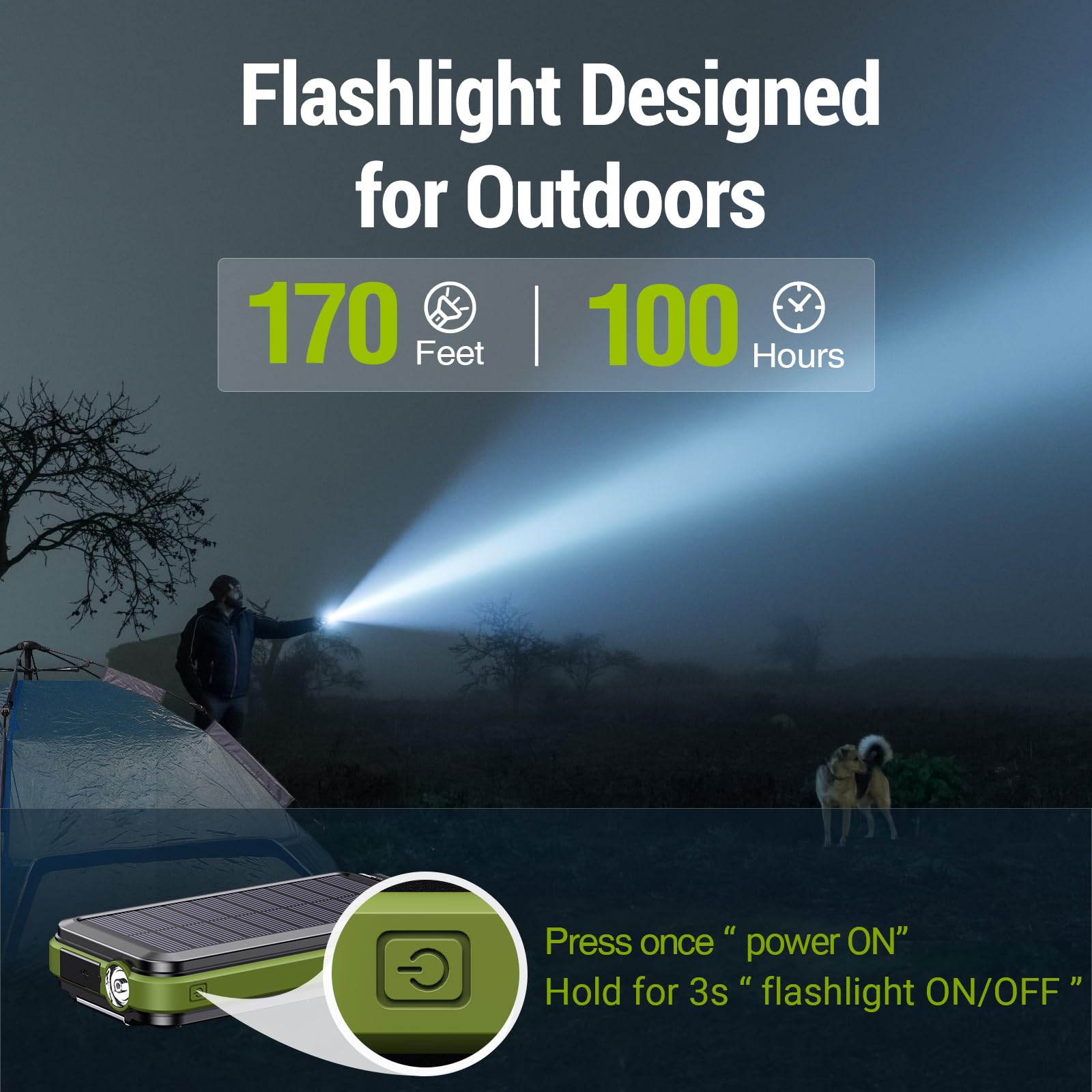 36800mAh, Power Bank with FM Radio, 15W QC 3.0 Fast Charging, Wireless Charger, Bright Flashlight, for Smartphones & USB Devices.