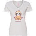 thumbnail image 3 of Inktastic Meditating Sloth Women's V-Neck T-Shirt, 3 of 5