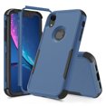 thumbnail image 2 of Apple iPhone Xs Max Case with Screen Protector , for iPhone Series Rugged Rubber Durable 3 in 1 Cover , Phone Case for Girl Men Women Cute (Blue+Black), 2 of 7