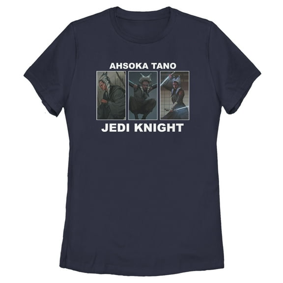 Women's Star Wars: The Mandalorian Ahsoka Jedi Knight Graphic Tee Navy Blue Large