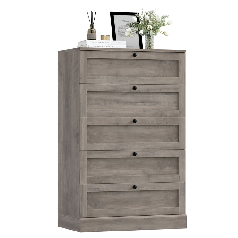 Homfa 5 Drawer Dresser, Modern Gray Vertical Wood Storage Cabinet for  Bedroom, Living Room, Small Spaces - Walmart.com