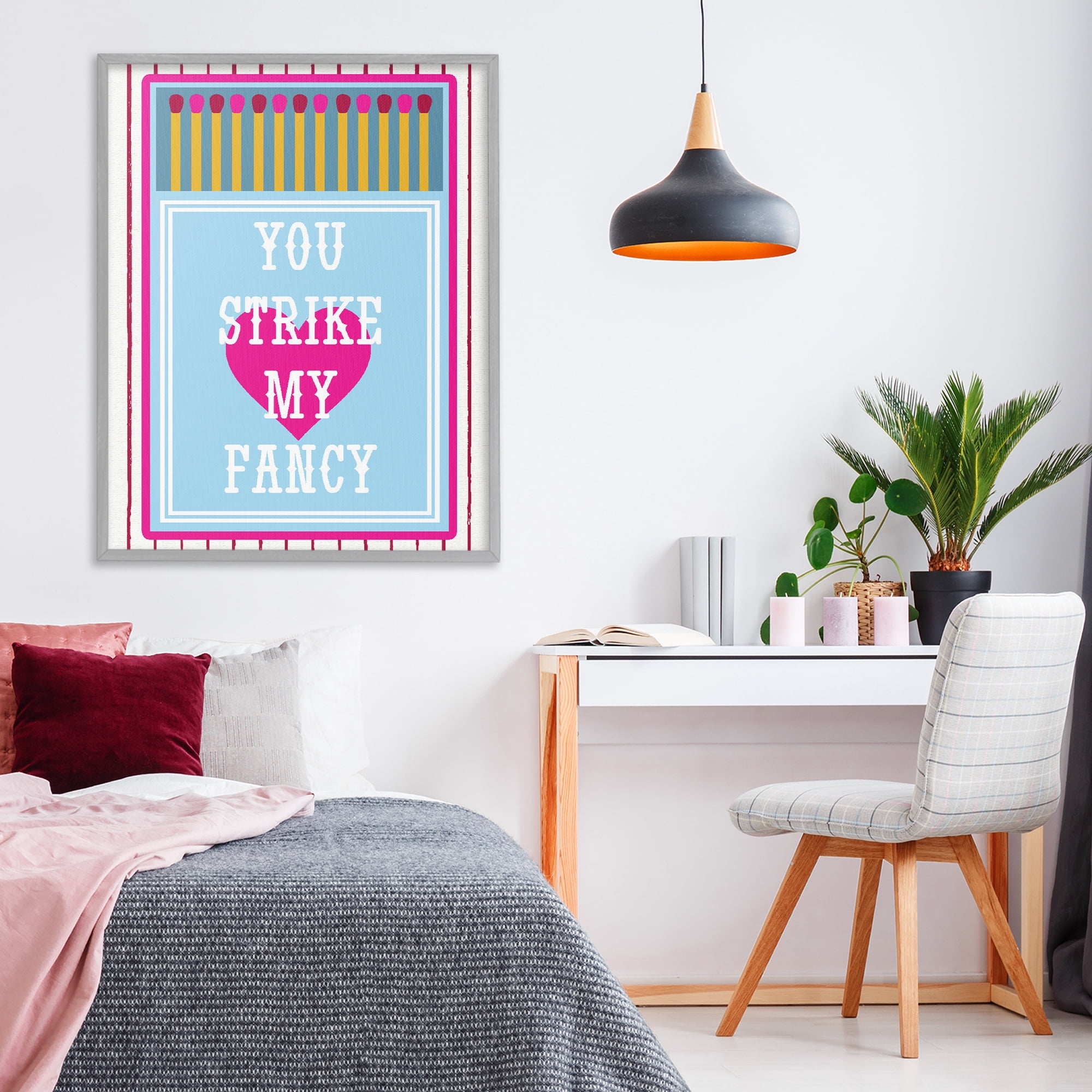 Stupell Industries You Strike My Fancy Gray Framed Giclee Art, design by Lil' Rue