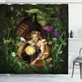 thumbnail image 1 of Ambesonne Cartoon Shower Curtain, Forest Elf in Cocoon Night, 69"Wx70"L, Green Brown, 1 of 3