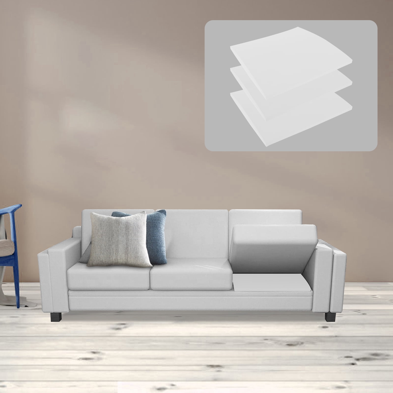 Dznils Sofa Couch Cushion Support for Sagging Seat, 20" x 20", White, Set of 3