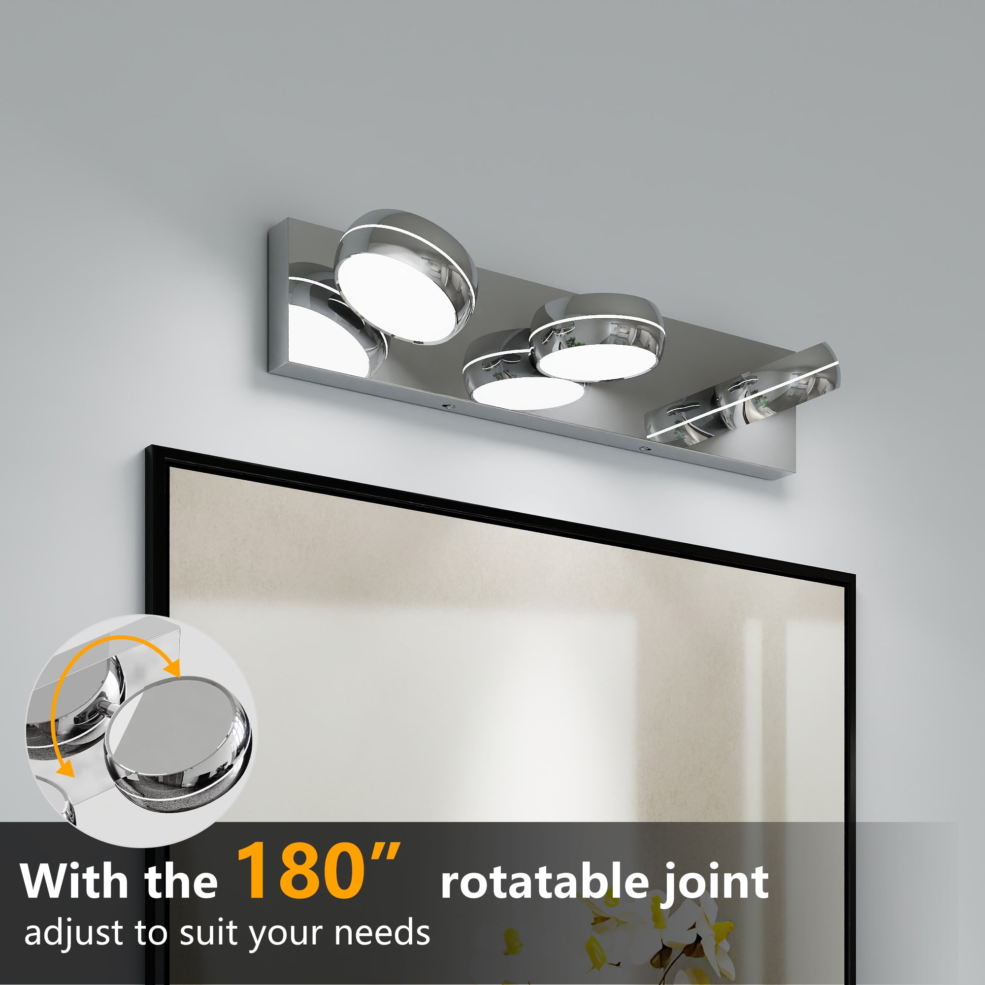 LED Vanity Lights 20in Bathroom Lights Fixtures over Mirror 3 Light LED Lighting Fixture for Bathroom 18W Mirror Lighting Fixture Modern Bath Light Bar Chrome Bath