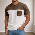 thumbnail image 2 of Erwazi Men's Color Block Crew Neck T-Shirt Short Sleeve Pullover Top with Chest Pocket, 2 of 5