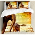 thumbnail image 1 of Zoo Duvet Cover Set King Size, Mother And Baby Elephant Family in Kenya Safari Landscape Environment, Decorative 3 Piece Bedding Set with 2 Pillow Shams, Orange Yellow Dark Orange, by Ambesonne, 1 of 3
