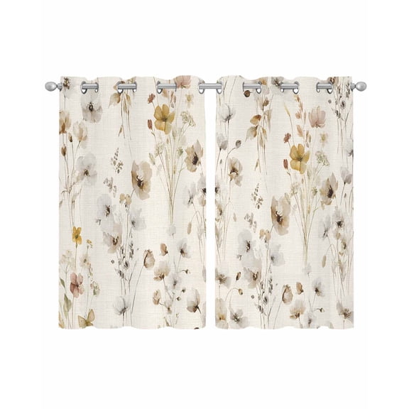 Vintage Spring Floral Sheer Curtains 45 Inch Length 2 Panels Set for Living Room/Bedroom, Summer Botanical Rustic Kitchen Curtains Grommet Semi-Sheer Curtains Drapes Voile Window Treatments 42"x45"x2
