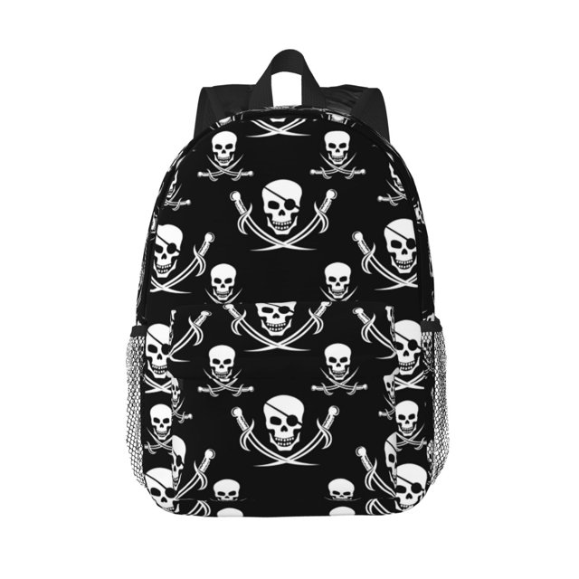 Lukts Pirate skulls Pattern 15 Inch Student Backpack, Waterproof Laptop Backpack with Adjustable Shoulder Straps, Lightweight Travel, Campus Backpack, Unisex