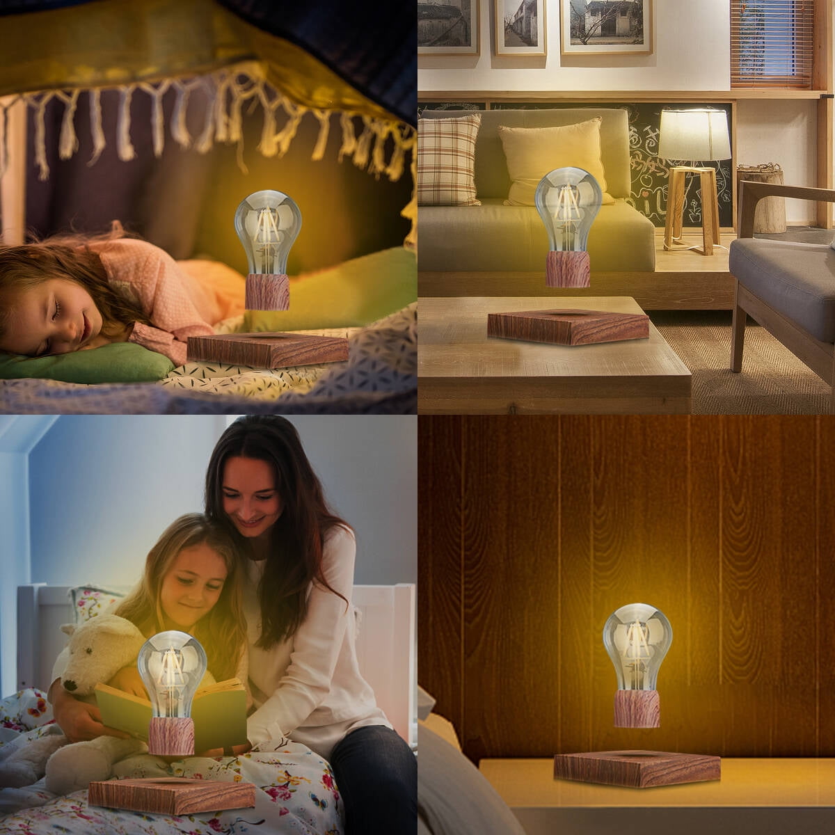 VGAzer Levitating Table Lamp with Wireless Floating Light Bulb, Magnetic Levitation LED Night Light ,360 Degree Automatic Rotating , Cool Room Home Office Desk Decor