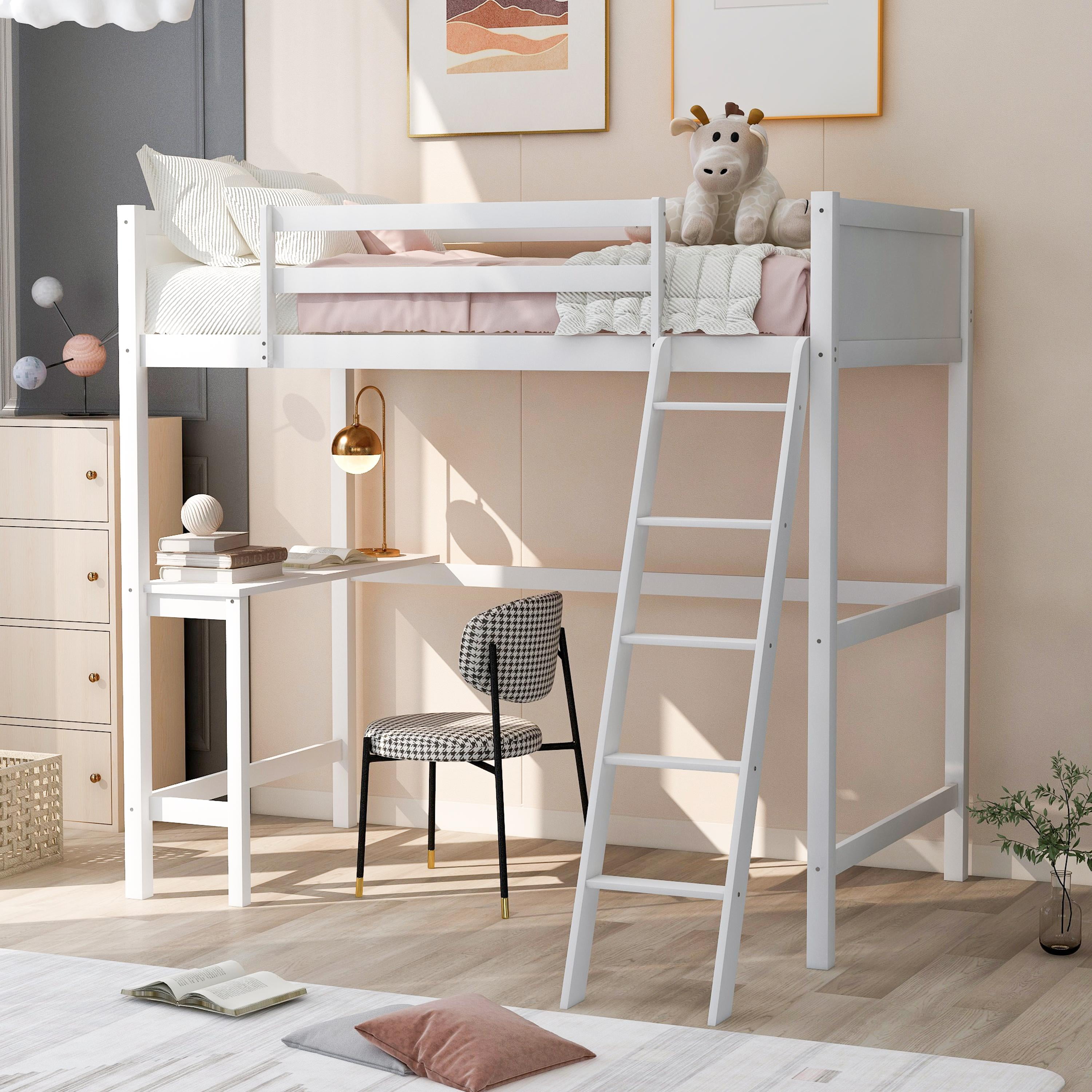 twin size loft bed with desk