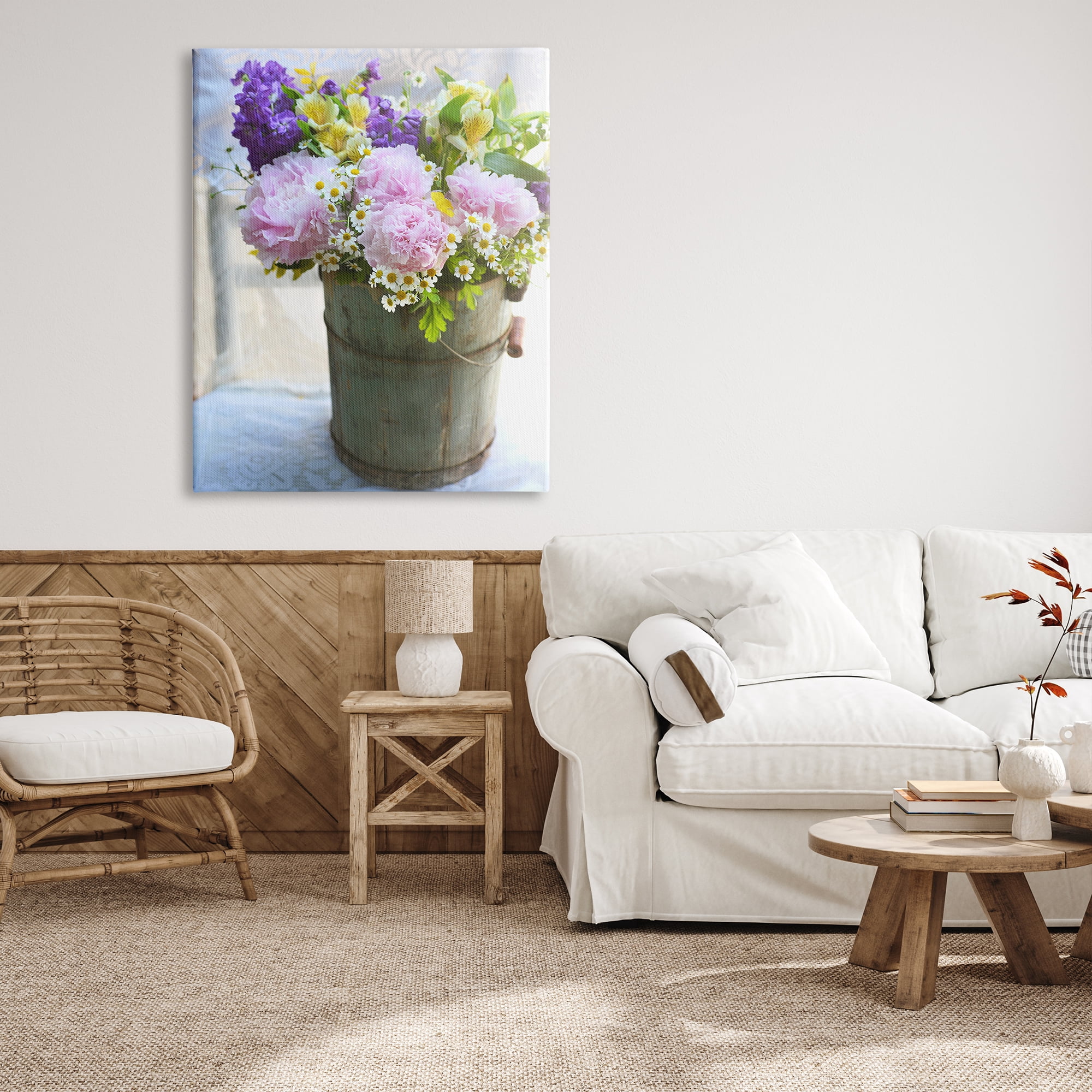 Stupell Industries Flowers in Country Tin Botanical & Floral Photography Gallery Wrapped Canvas Art Print Wall Art, 36 x 48
