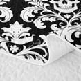 thumbnail image 5 of Homewish Bohemian Skull Skeleton Twin Quilt Set,Black White Damask Twin Coverlet Set,Halloween Duvet,2pcs, 5 of 7