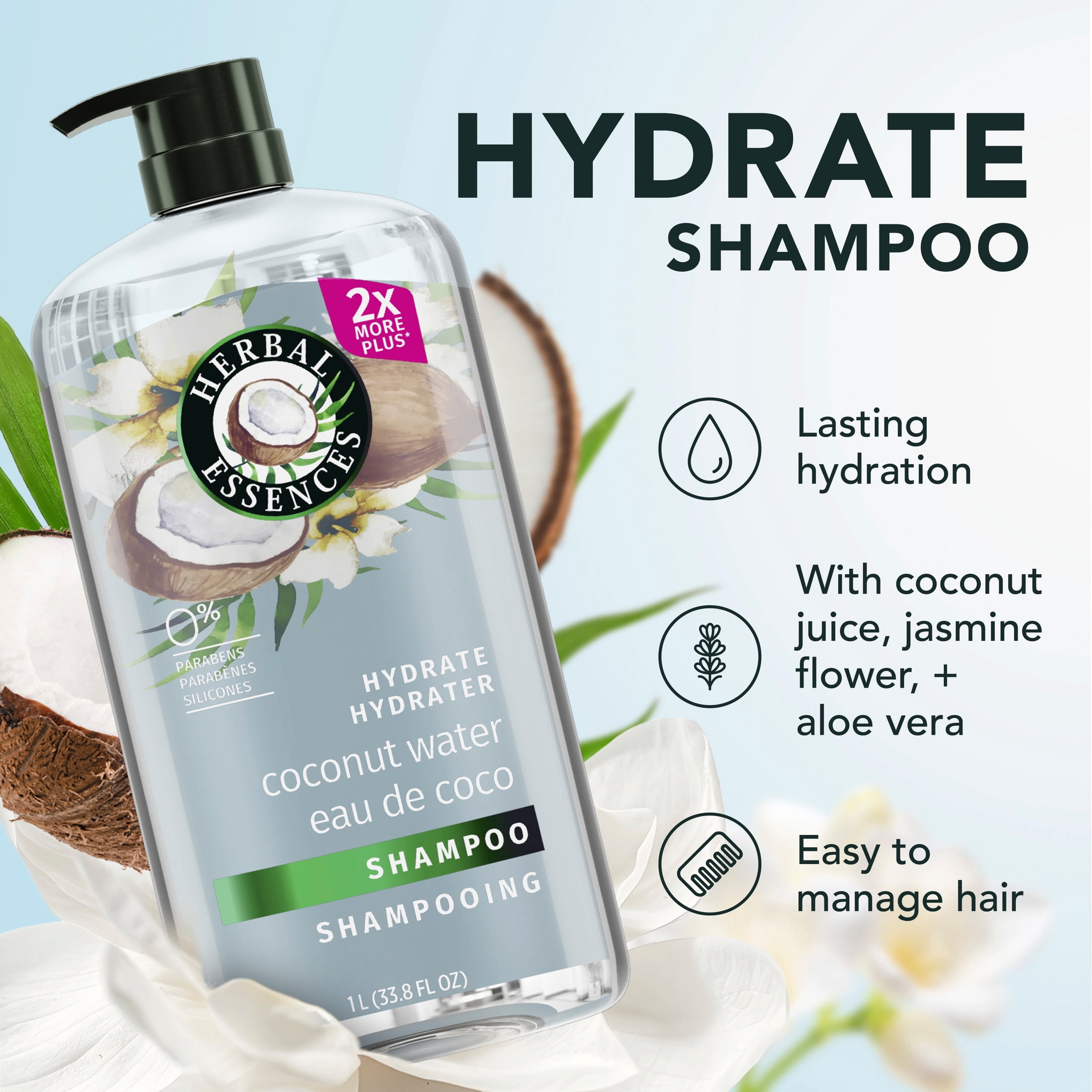(3 pack) Herbal Essences Shampoo Classics Hydrate Coconut Water and Jasmine  33.8 fl oz