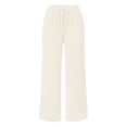 thumbnail image 4 of Hurxie Women's Pants Summer Palazzo Flowy Wide Leg Beach Trousers with Pockets Beige,XL, 4 of 6