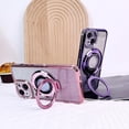 thumbnail image 2 of Magnetic Case for iPhone 13 with Holder Stand,Rhinestone Glitter Plated Bling Luxury Phone Case（Compatible with MagSafe） Shockproof Kickstand Design for iPhone 13-Rose Gold, 2 of 7