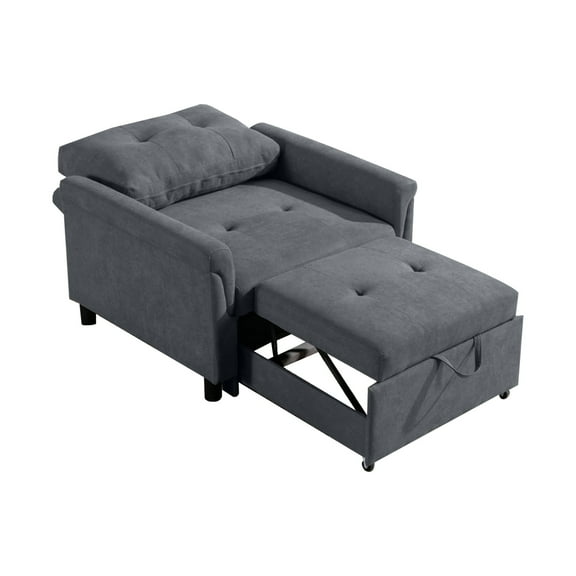 Benjara BM286650 36 in. Convertible Armchair with Padded Seats & Back - Modern - Dark Gray