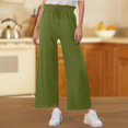 thumbnail image 3 of Audhol Comfortable Work Pants Women, New Solid Color High Waisted Black Ear Trimmed Drawstring Wide Leg Pants for Ladies Versatile and Casual Straight Leg Pants Travel Pants Women Green 2XL, 3 of 6