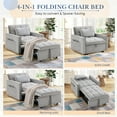 thumbnail image 5 of Lunale 4-in-1 Convertible Sleeper Sofa Chair Bed for Adult, Lounge Chair Indoor, Modern Single Couch for Living Room, Small Spaces, Gray Velvet, 5 of 9