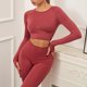 thumbnail image 1 of Tops de manga larga para Yoga, mallas, ropa de gimnasio para mujer, conjuntos de traje de Yoga, conjunto de dos piezas, conjunto deportivo de gimnasio barato de alta gama para mujer, 1 of 5