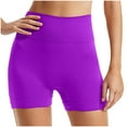 thumbnail image 2 of CLOISE Yoga Shorts for Women High Waisted Biker Shorts Seamless Ribbed Athletic Gym Running Shorts Stretchy Leggings Shorts Workout Shorts Trendy Purple L, 2 of 5