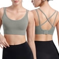 thumbnail image 1 of AJGRHE Women Petite Solid Bra High Strength Shockproof Sports Bra for Women Integrated Support Yoga Running Fitness Large Size L Green, 1 of 7