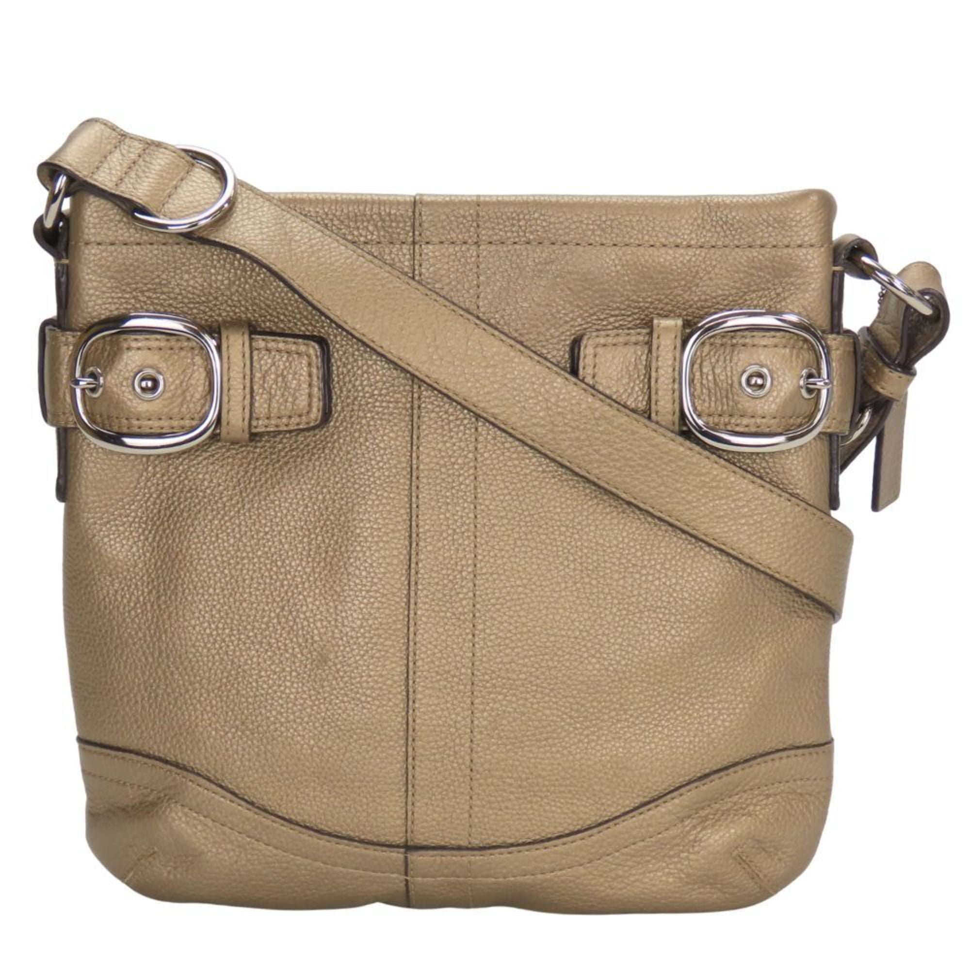 Pre-Owned Coach Shoulder Bag F37573 Signature Leather Khaki Black