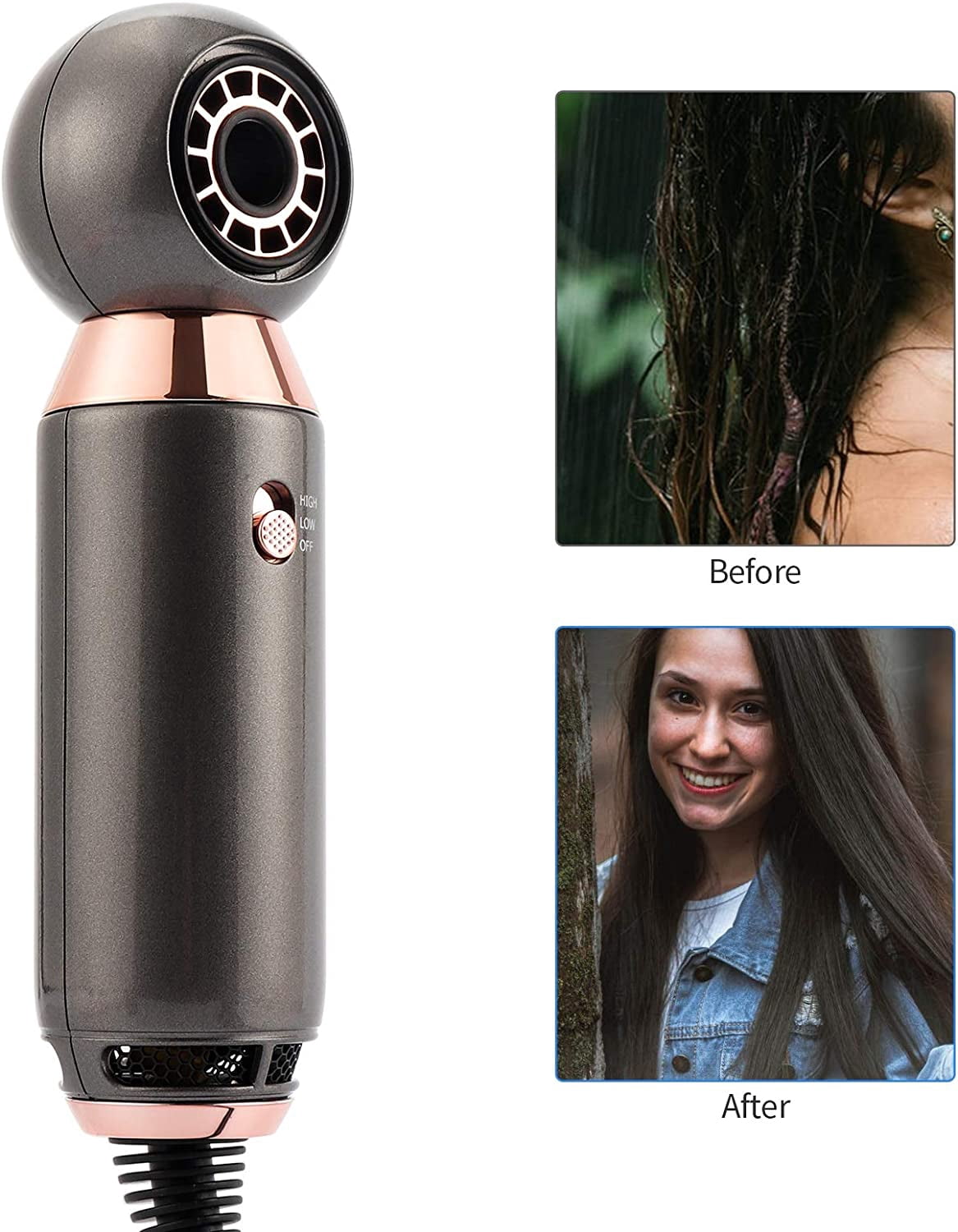 【新品】Leafless hair dryer 800W Negative Ion Leafless Hair Dryer, Foldable Ionic Hair Dryer