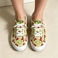 thumbnail image 4 of EKVAHL Christmas Lace Up Sneakers For Women, Seasonal Printed Canvas Shoes, Flat Daily Holiday Walking Shoes Great For City Strolls Green, 4 of 4