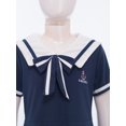 thumbnail image 5 of Zaldita Kids Girls Nautical Dress Sailor Collar Short Sleeve Summer A-Line School Uniform Dress Size 4-16 Years Navy Blue 120/2, 5 of 7