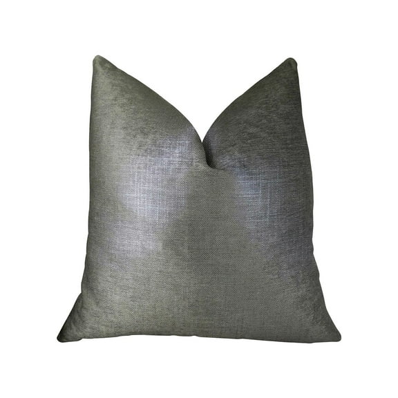 Plutus Lustrous Linen Gunmetal Grey Handmade Luxury Pillow - 22 x 22 in.