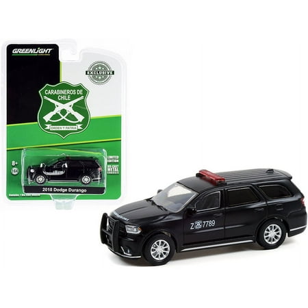 UPC: 0753569810107 | 2018 Dodge Durango Police Car Matt Black Carabineros de Chile Hobby Exclusive 1/64 Diecast Model Car by Greenlight