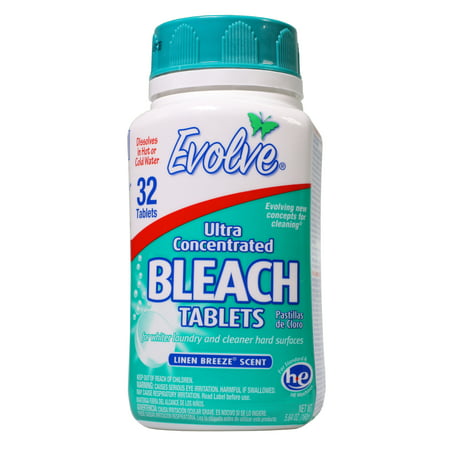Evolve Ultra Concentrated Bleach Tablets, Linen Breeze Scent, 32 (Best At Home Bleach)