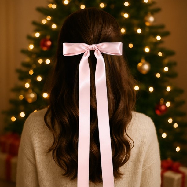 Ribbon Hair Clip Bow Hair Decor, Large Bow Hair Clip, Extra Long Hair Decor, Girly Style Headdress, for Bedroom, Metal Frame, for Office