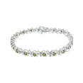 thumbnail image 2 of .925 Sterling Silver, Lab-Grown Gemstone and 1/6 Cttw Round Diamond Tennis Bracelet (H-I Color, I1-I2 Clarity) - Created Green Peridot, August Birthstone, 2 of 9