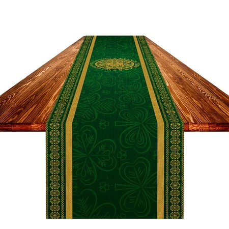 

Bessbest Spring New Irish Festival Table Runner Linen Anti Oil Easy To Clean Table Cloth Digital Printing Table Mat