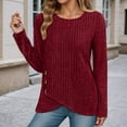 thumbnail image 2 of Telankuip 2025 Fashion Ribbing T-Shirts for Women Long Sleeve Crew Neck Pullover Tops Casual Solid Color Asymmetrical Hem Fall Winter Street Style Soft Cozy Pullovers Tees XL, 2 of 5