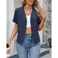 thumbnail image 4 of Cardigans for Women 2026 Elegant Wallfe Pattern Lightweight Cardigans Spring Summer Short Sleeves Button Down Tops Shermie, 4 of 6