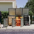 thumbnail image 2 of Outdoor Storage Box, Garbage Bin Shed Stores 3 Trash Cans with Pneumatic Support Rod, with Lockable Doors & Waterproof Lid Chain, for Patio,Garden,Backyard,Grey, Light Gray Deck Box,Deck Box Outdoor, 2 of 27