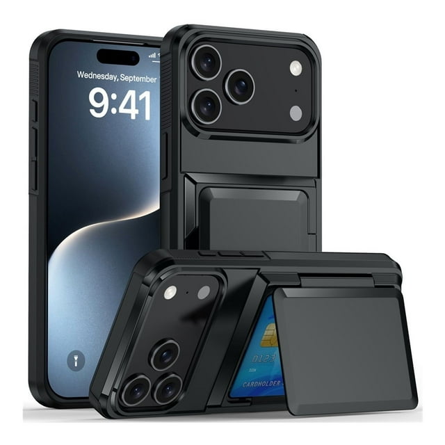 Étui de Téléphone à insertion de Carte pour Apple 17, Portefeuille à Rabat avec Support ProMax 15, Étui de Protection Antichute pour iPhone 16