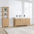 thumbnail image 4 of Leon 60" Double Vanity in Fir Wood Brown with Composite top in Lightning White, 4 of 16