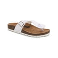 thumbnail image 2 of Women Soft Cork Footbed PU Leather Hook and Loop T Strap Flip Flops (PU White / 9 ), 2 of 4