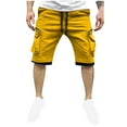 thumbnail image 2 of Odbmxy Cargo Mens Shorts Sports Shorts for Men Plus Size Plain Relaxed Fit Casual Straight Leg Pockets Shorts,Yellow M, 2 of 6