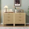 thumbnail image 5 of 6 Drawer Dresser, Modern Wood Storage Chest of Drawers Organizer with Waveform Panel, Fluted Dresser with Wide Drawers and Golden Handles for Bedroom, Hallway, Entryway, Nature, 5 of 15