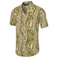 thumbnail image 5 of INSPIRE CHIC Men's Summer Leopard Printed Short Sleeves Button Down Beach Shirt Yellow S, 5 of 6
