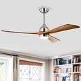 thumbnail image 2 of 52" Solid Wood Blades Ceiling Fan with Lights Remote Control,Quiet DC Motor 3 Blade Ceiling Fans 6 Speed Levels,Reversible Ceiling Fan, for Patio Living Room, Bedroom, Office,Indoor.(Stain nickel ), 2 of 14