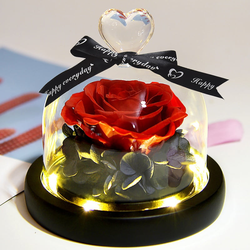 made with Real Preserved Forever Rose Gift for Her Crystal Table Decor