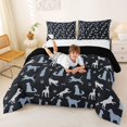 thumbnail image 3 of Homewish Rustic Pet Full Size Comforter Sets,Dog Paws Bone Bedding Comforter Set,Dark Gray,Black Reversible,3 Pieces,1 Comforter and 2 Pillowcases, 3 of 7