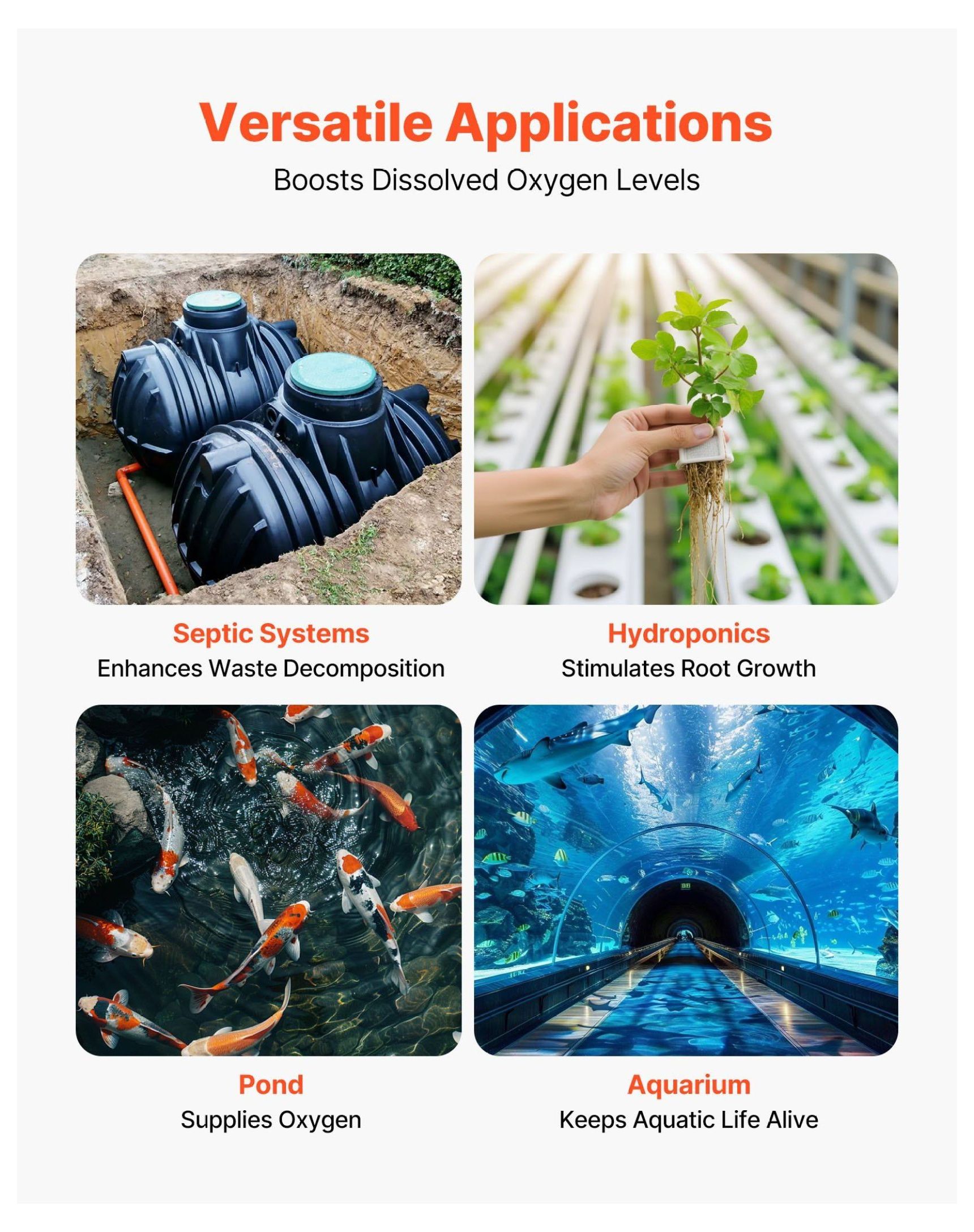 Septic Aerator Pump 792.52 GPH, Pond Aerator for 8ft Deep Ponds, Aquarium , Waste Treatment Aeration System, Fish Farm Oxygenator