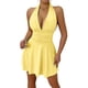 thumbnail image 1 of Correa Larga de Espagueti Vestido de las Mujeres de Punto Hueco sin Espalda Encaje Hasta Vestido Maxi, Vestido de Color Sólido, 1 of 5